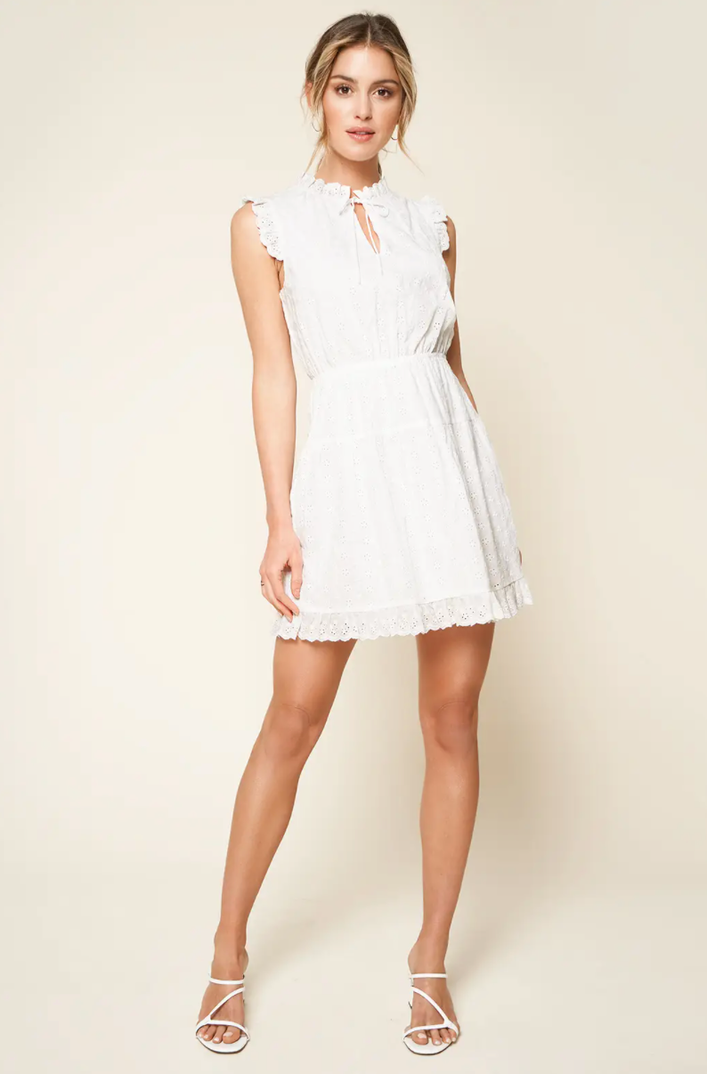 White eyelet mini dress