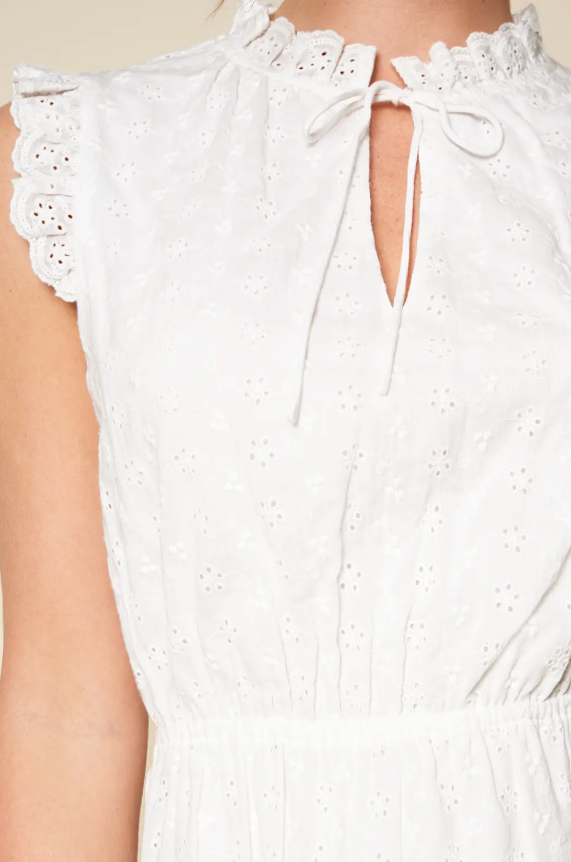 White eyelet mini dress