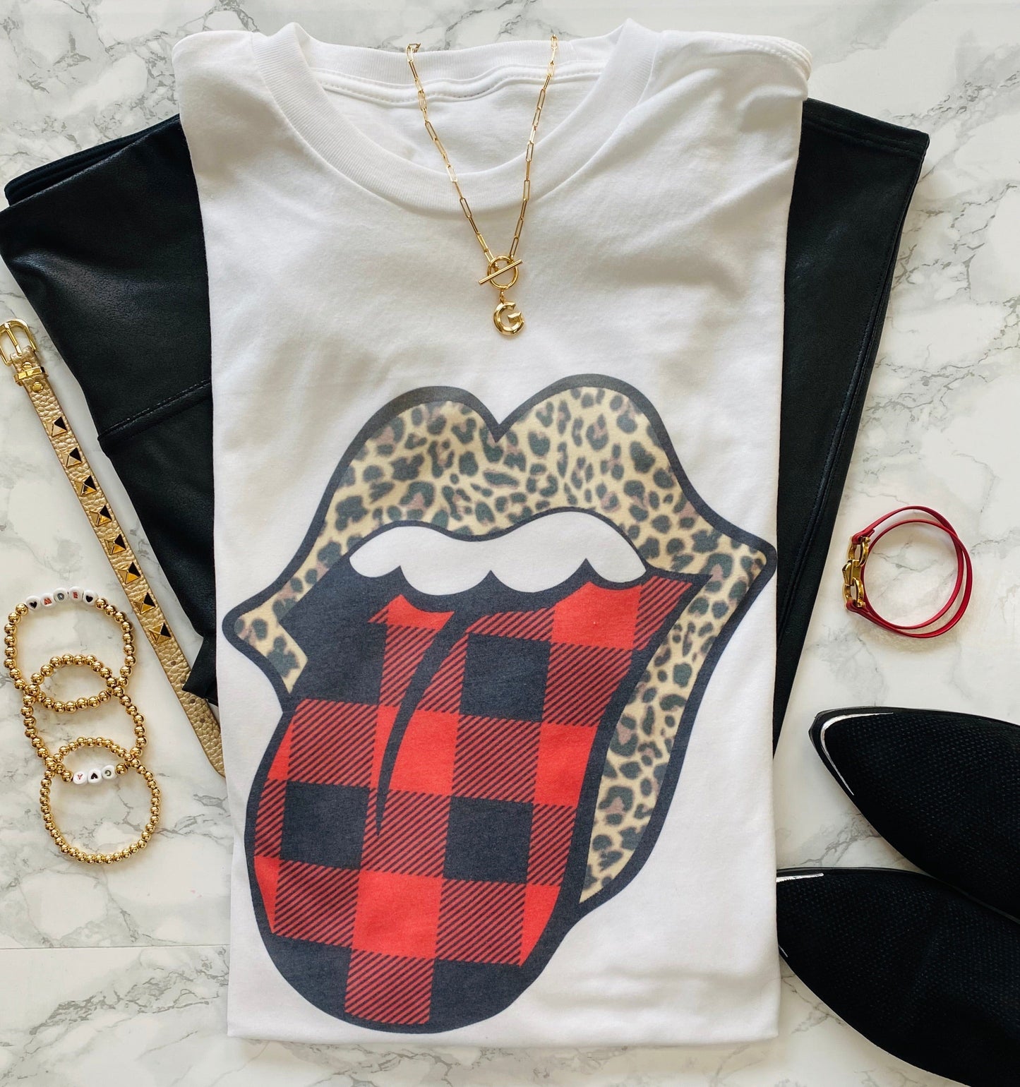 Leopard lips plaid tongue