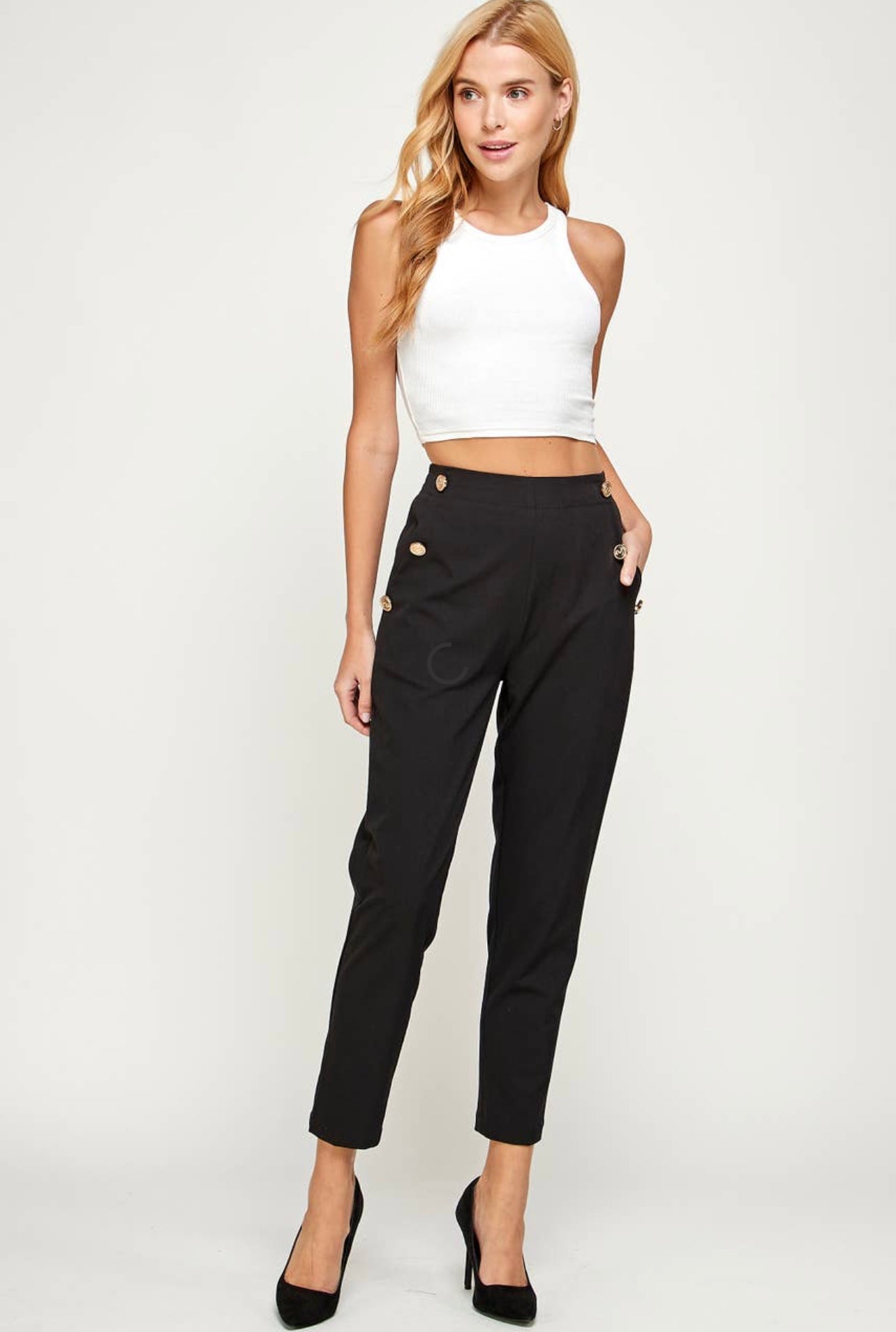 Buttoned straight leg pants