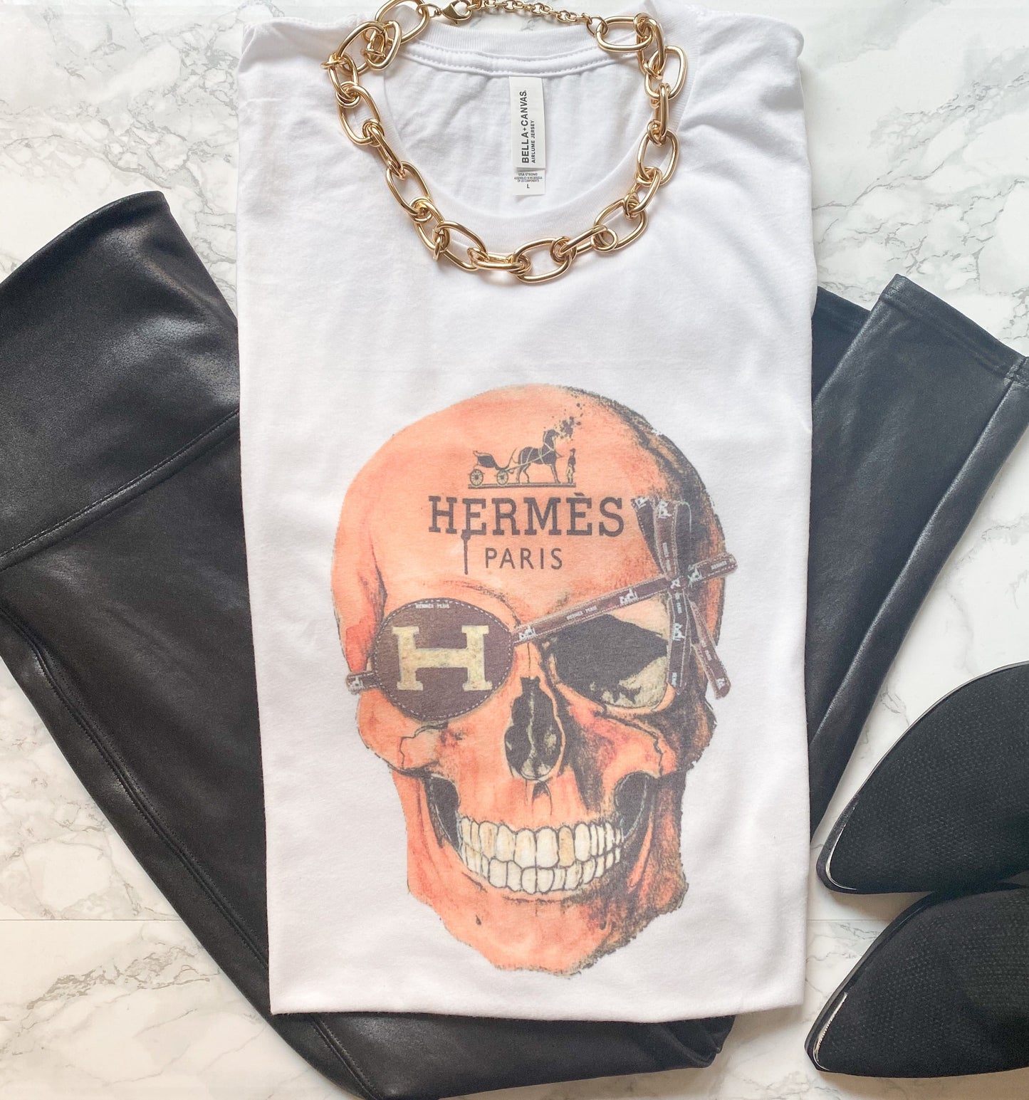 Orange skull tee