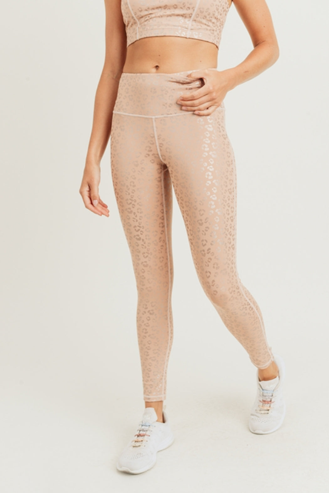 Leopard foil high waist leggings