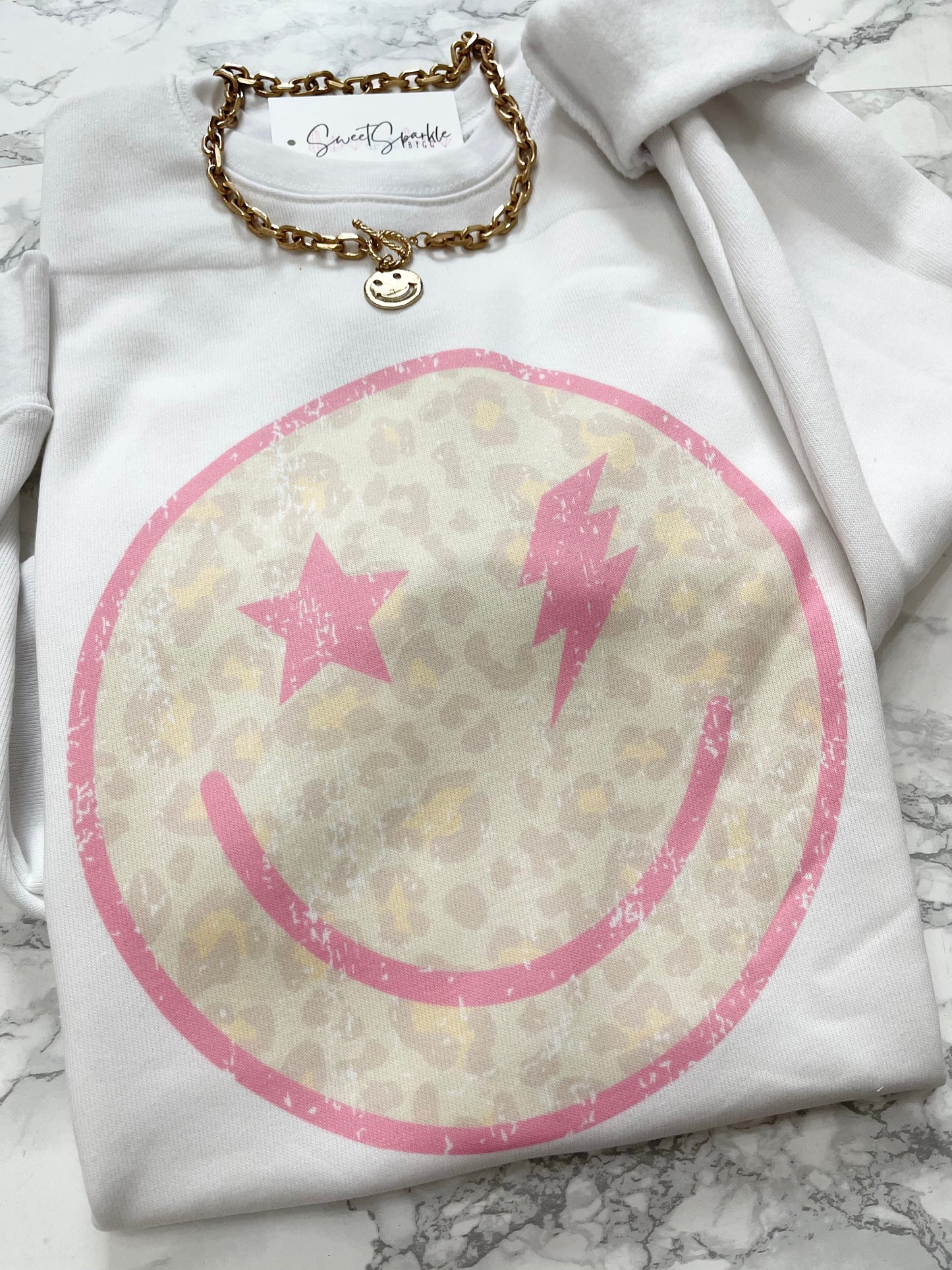 Star/lighting smiley sweatshirt