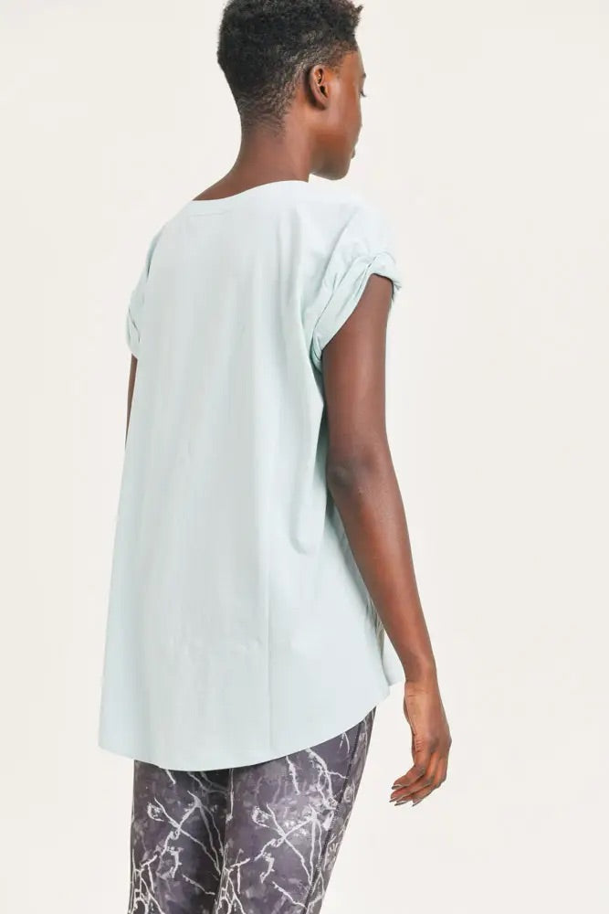 Essential Cap-Sleeve Solid Athleisure Flow Top