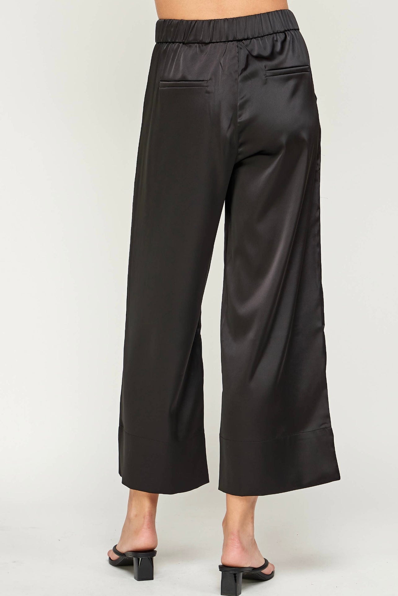 Straight wide leg black pants