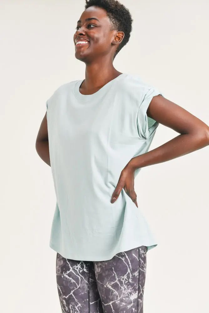 Essential Cap-Sleeve Solid Athleisure Flow Top