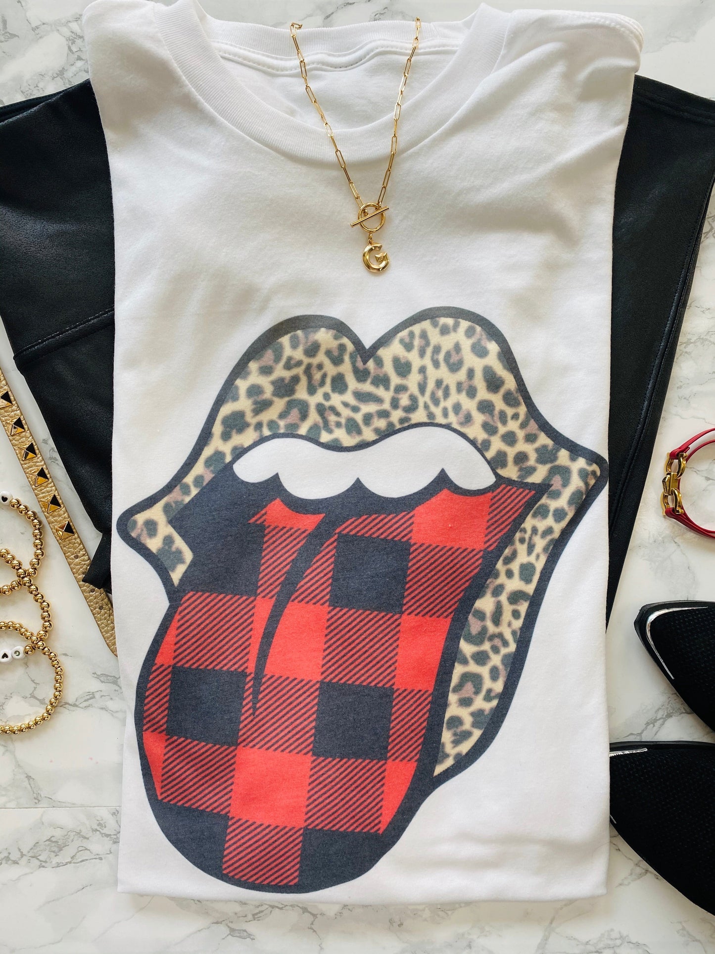 Leopard lips plaid tongue