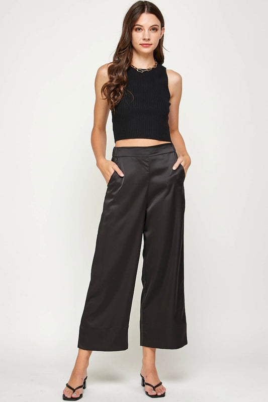 Straight wide leg black pants